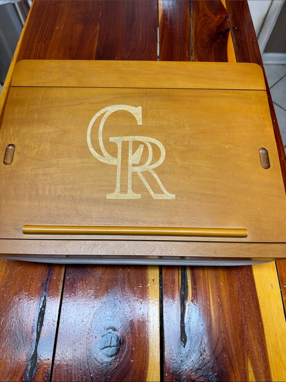 Colorado Rockies Wooden Lap Desk in Light Brown with Team Logo